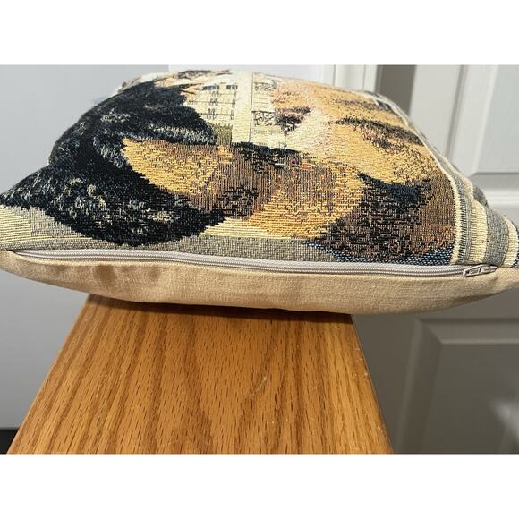 Vtg Metrax Craye Group Flemish Tapestry Cat Pillow 12x12 - Picture 2 of 6